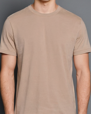 Goodup beige t-shirt, men's beige cotton t-shirt, regular fit half sleeve t-shirt, round neck tee, comfortable casual t-shirt, beige summer t-shirt, Goodup men's wear, everyday wear t-shirt, beige round collar t-shirt, lightweight cotton t-shirt