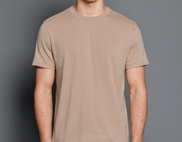 Goodup beige t-shirt, men's beige cotton t-shirt, regular fit half sleeve t-shirt, round neck tee, comfortable casual t-shirt, beige summer t-shirt, Goodup men's wear, everyday wear t-shirt, beige round collar t-shirt, lightweight cotton t-shirt